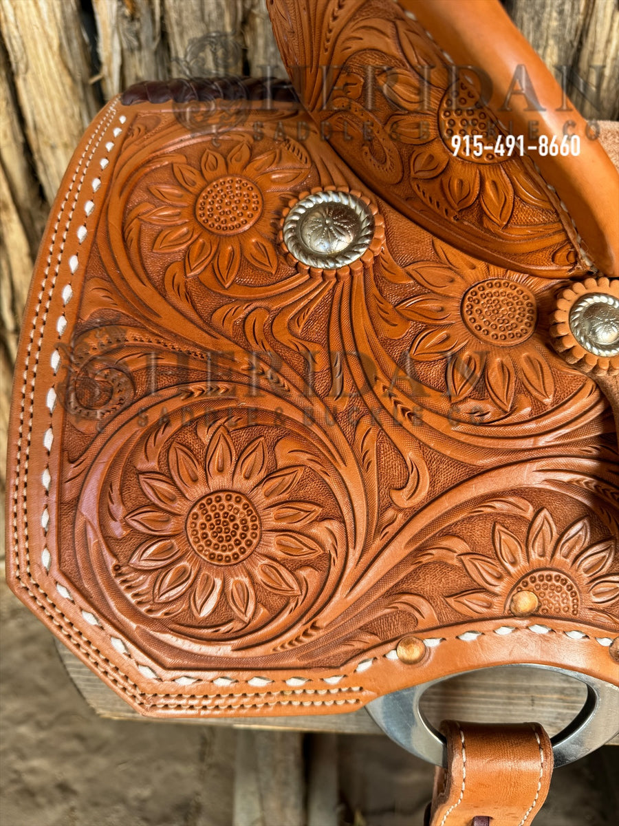 16" Sheridan GOLD Barrel Racing Saddle Real Wool Upgraded Leather
