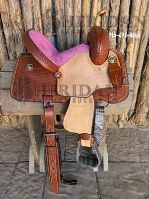 $690- 12" Sheridan Youth Barrel Saddle Pink