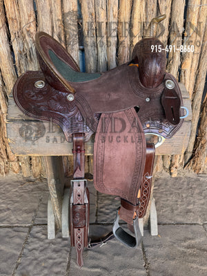 Sheridan Barrel Racing Saddle Chocolate Turquoise Im. Elephant