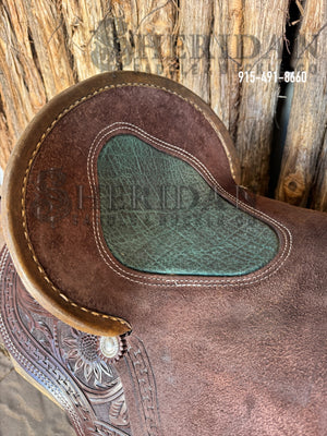 Sheridan Barrel Racing Saddle Chocolate Turquoise Im. Elephant