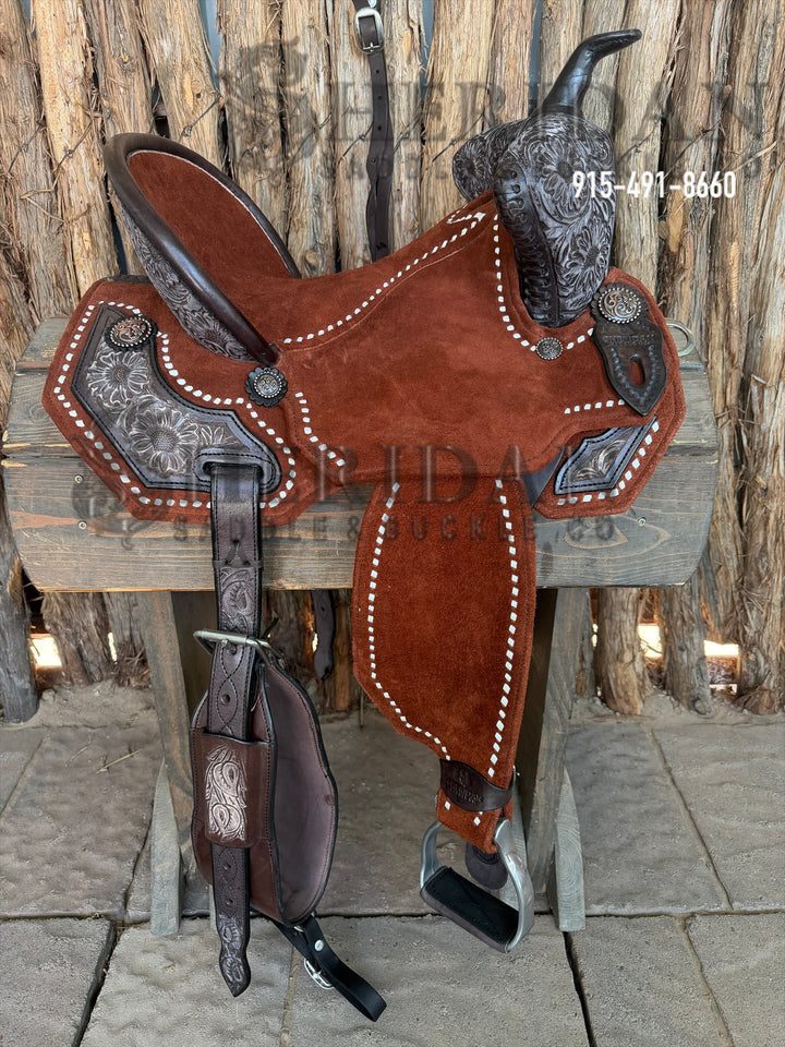 $1,475 - 14.5" Sheridan AirLite Defender Swell Barrel Racing Saddle 20lbs-WB