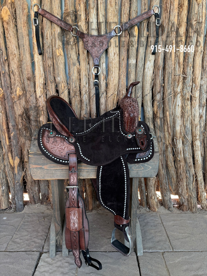 $1,475 - 15.5" Sheridan AirLite Barrel Racing Saddle Double Padded Seat 20lbs-WB