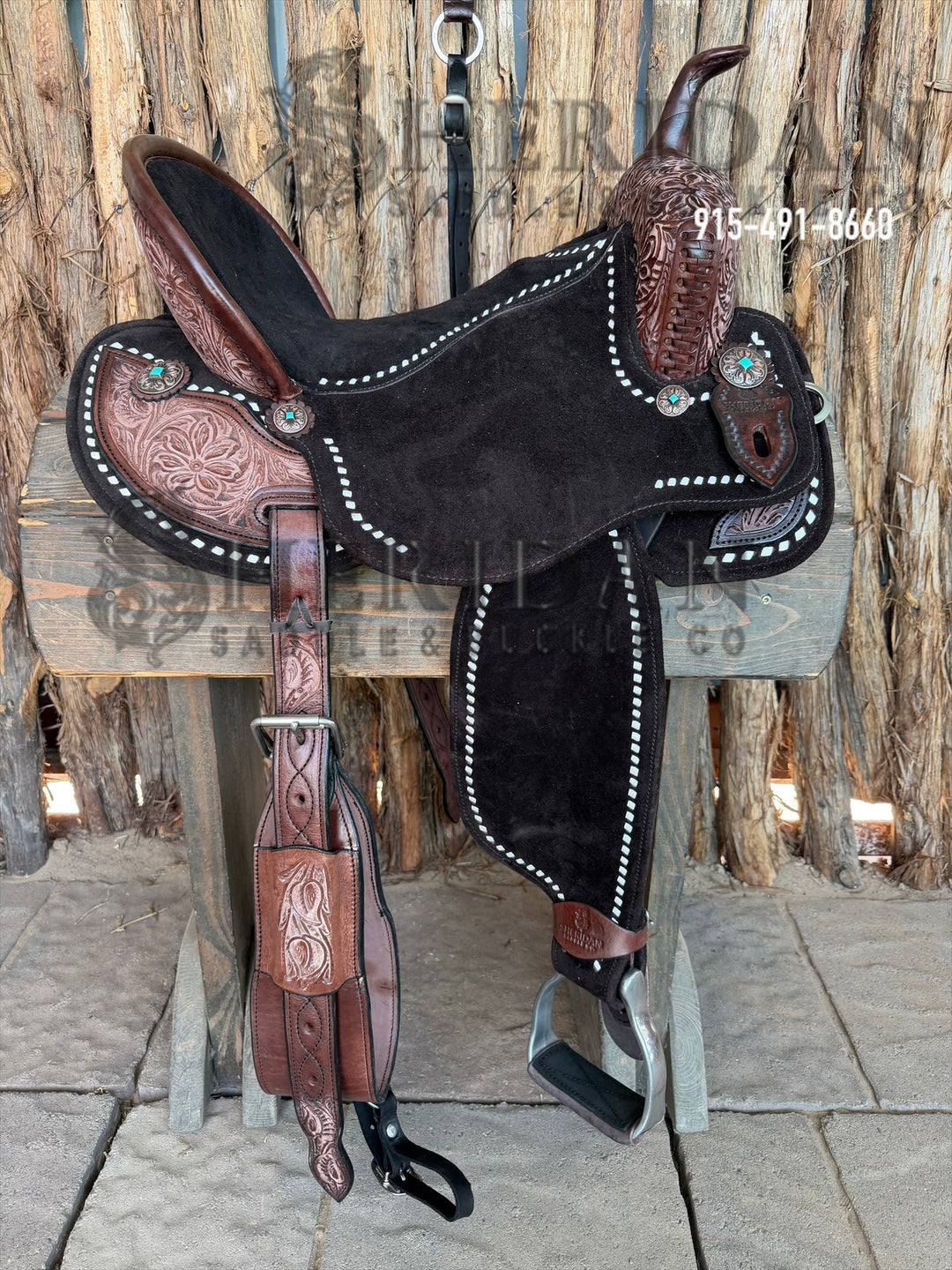 $1,475 - 15.5" Sheridan AirLite Barrel Racing Saddle Double Padded Seat 20lbs-WB