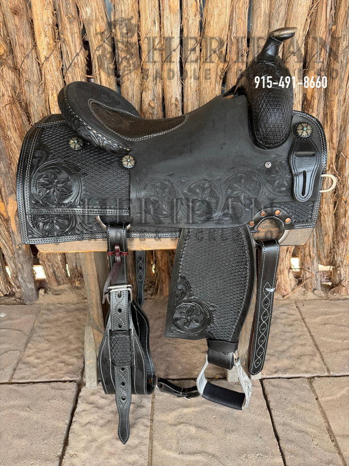 $2,100- 16" Sheridan Reining Saddle GOLD LEATHER BLACK REAL WOOL