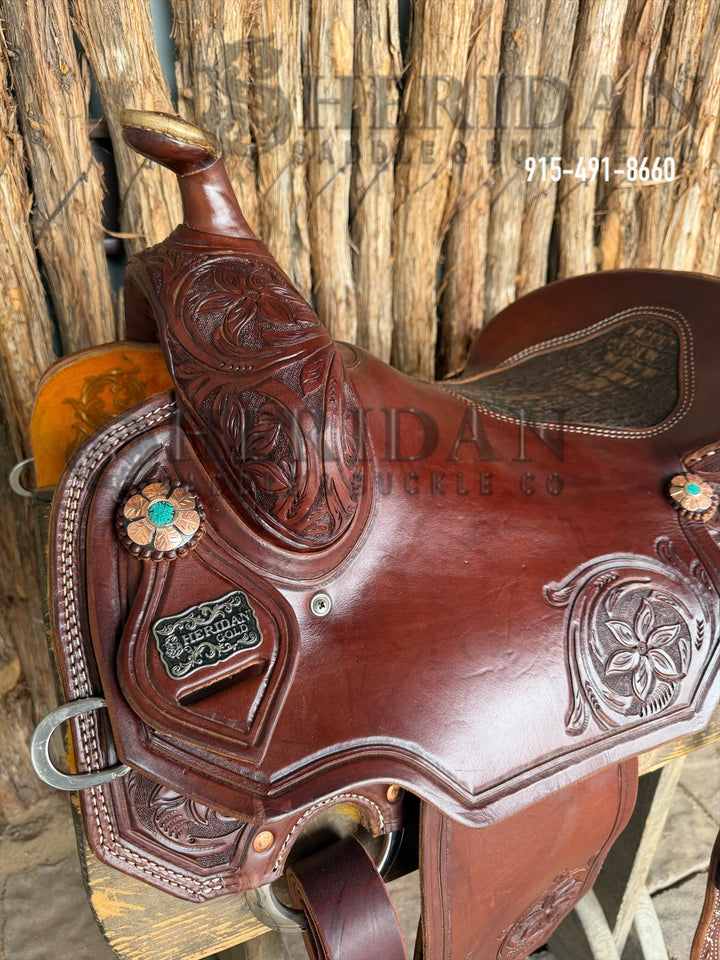 $1,900- 16" Sheridan Reining Saddle GOLD LEATHER REAL WOOL