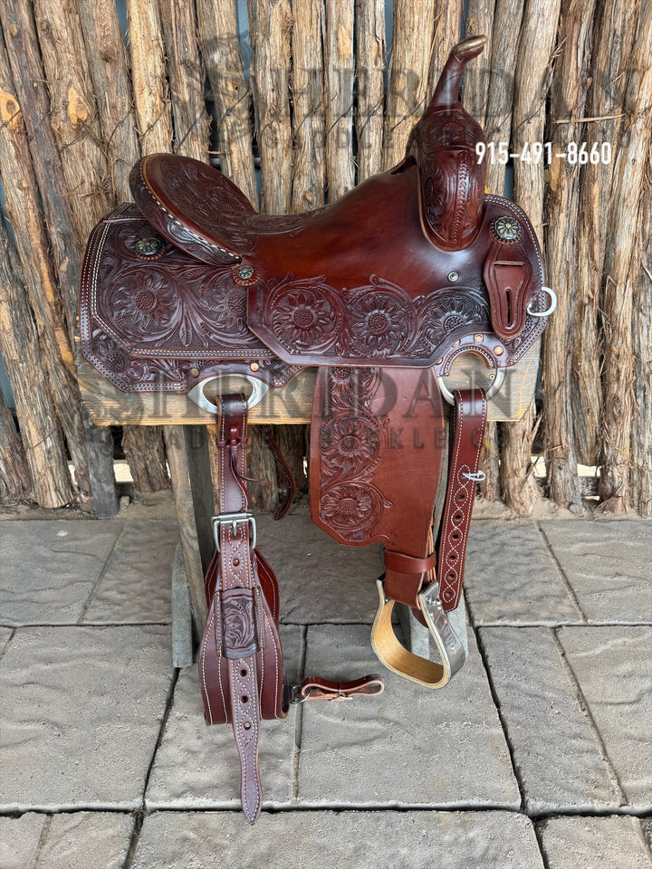 $2,130 - 15.5" Sheridan Cutter Saddle GOLD LEATHER REAL WOOL