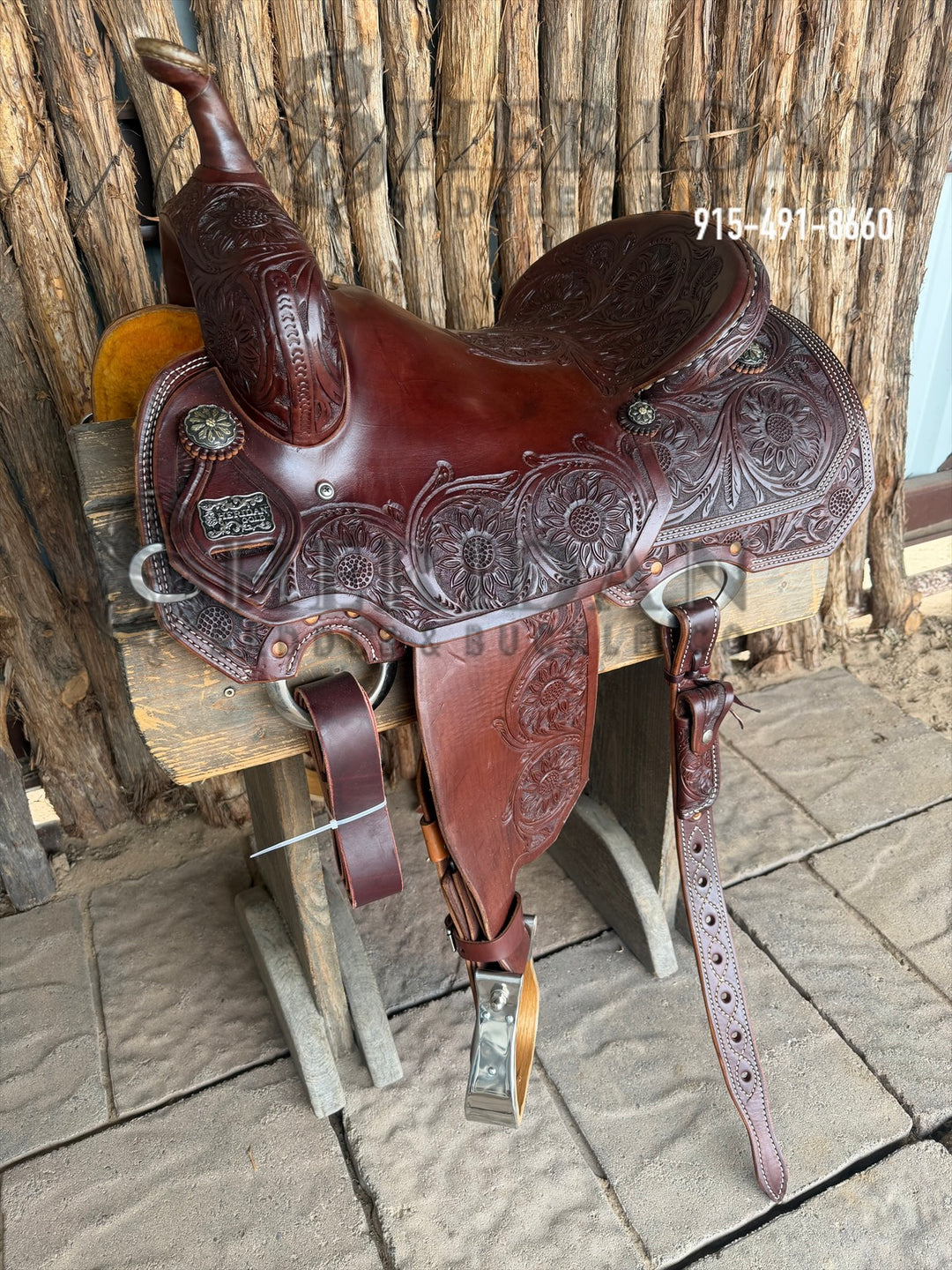 $2,130 - 15.5" Sheridan Cutter Saddle GOLD LEATHER REAL WOOL