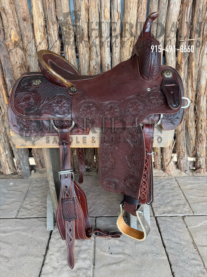$1,900 - 16" Sheridan Cutter Saddle GOLD LEATHER REAL WOOL