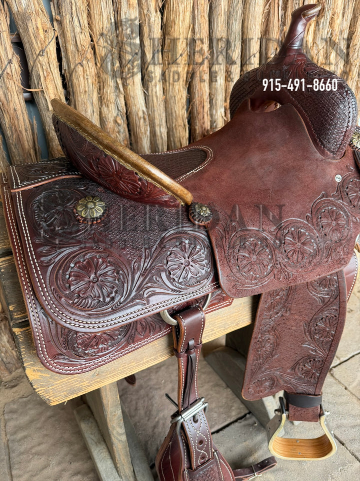 $1,900 - 16" Sheridan Cutter Saddle GOLD LEATHER REAL WOOL