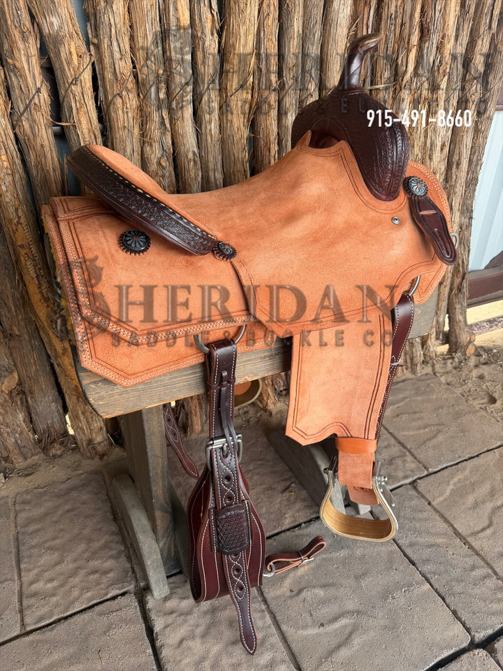 $1,900 - 16.5" Sheridan Cutter Saddle GOLD LEATHER REAL WOOL