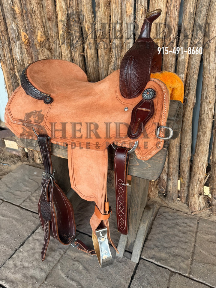 $1,900 - 16.5" Sheridan Cutter Saddle GOLD LEATHER REAL WOOL