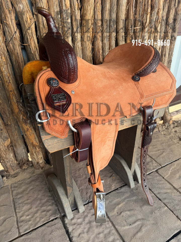 $1,900 - 16.5" Sheridan Cutter Saddle GOLD LEATHER REAL WOOL