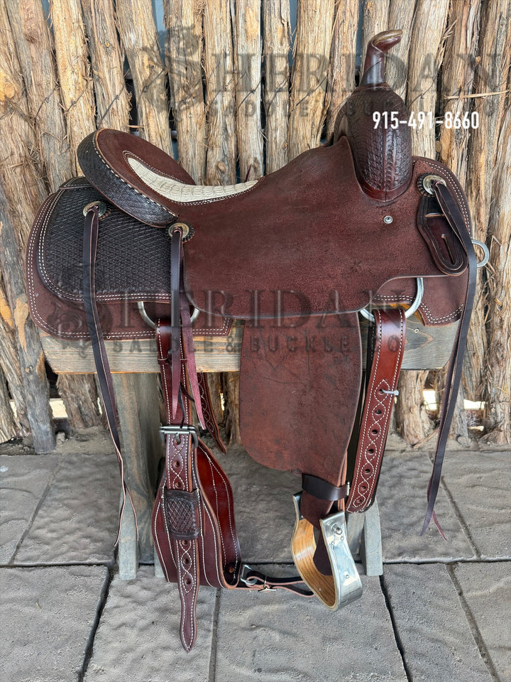 $1,950 - 16" Sheridan Ranch Cutter Saddle GOLD LEATHER REAL WOOL