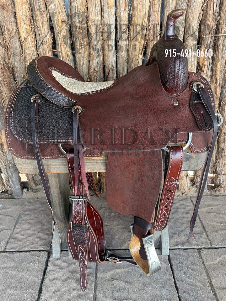 $1,950 - 16" Sheridan Ranch Cutter Saddle GOLD LEATHER REAL WOOL