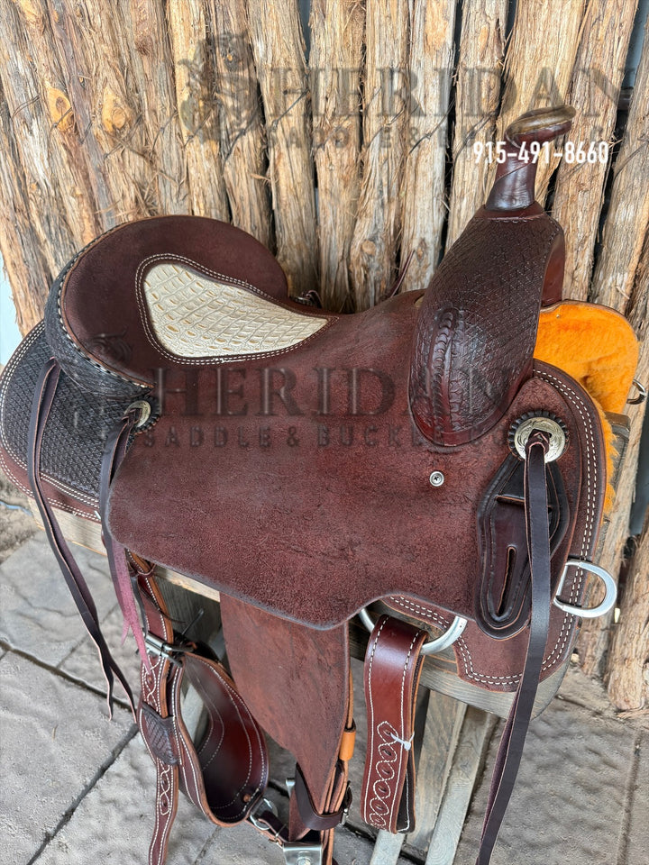$1,950 - 16" Sheridan Ranch Cutter Saddle GOLD LEATHER REAL WOOL
