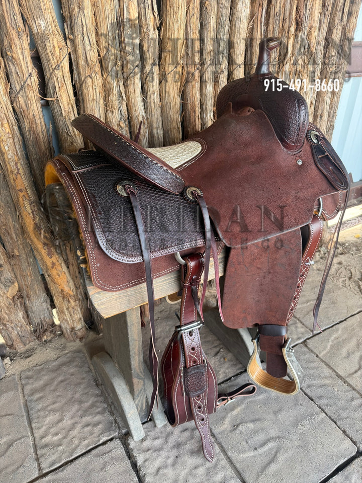 $1,950 - 16" Sheridan Ranch Cutter Saddle GOLD LEATHER REAL WOOL