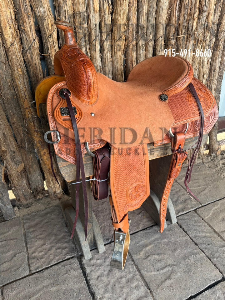 $1,850 - 16" Sheridan Ranch Cutter Saddle GOLD LEATHER REAL WOOL