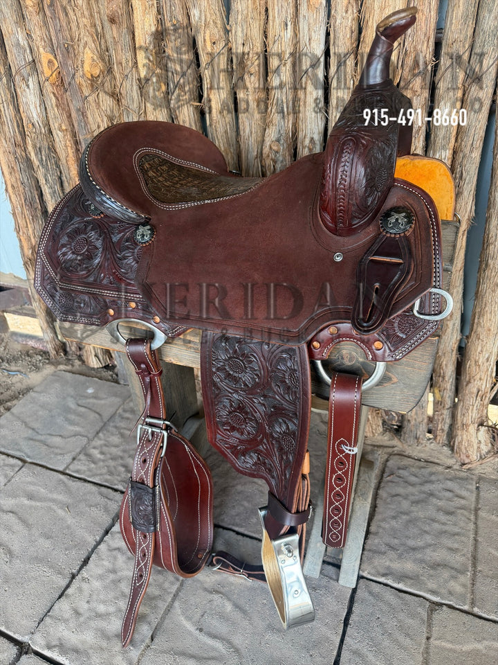 $1,900 - 16" Sheridan Cutter Saddle GOLD LEATHER REAL WOOL