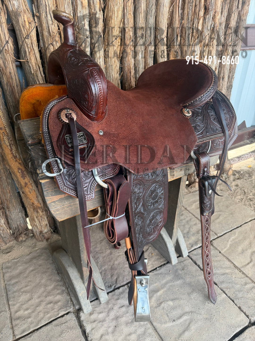 $1,900 - 16.5" Sheridan Ranch Cutter Saddle GOLD LEATHER REAL WOOL