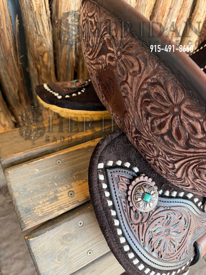$1,475 - 13.5" Sheridan AirLite Barrel Racing Saddle 20lbs Spinal Relief