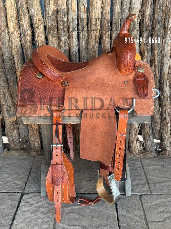 $1,500 - 15.5" Sheridan Cutter Saddle GOLD LEATHER REAL WOOL