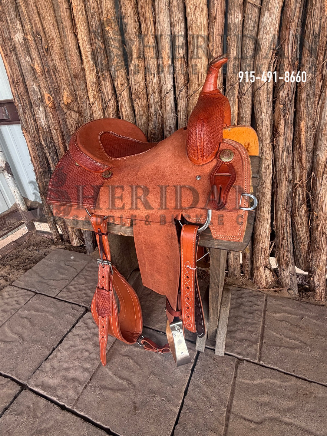 $1,500 - 15.5" Sheridan Cutter Saddle GOLD LEATHER REAL WOOL