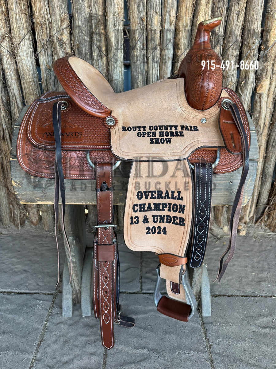 $590- 13" Sheridan Youth Ranch Saddle Lettering on Saddle