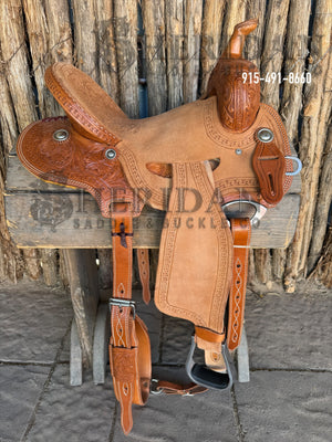 $940- 13.5" Sheridan Barrel Racing Saddle Strip Down