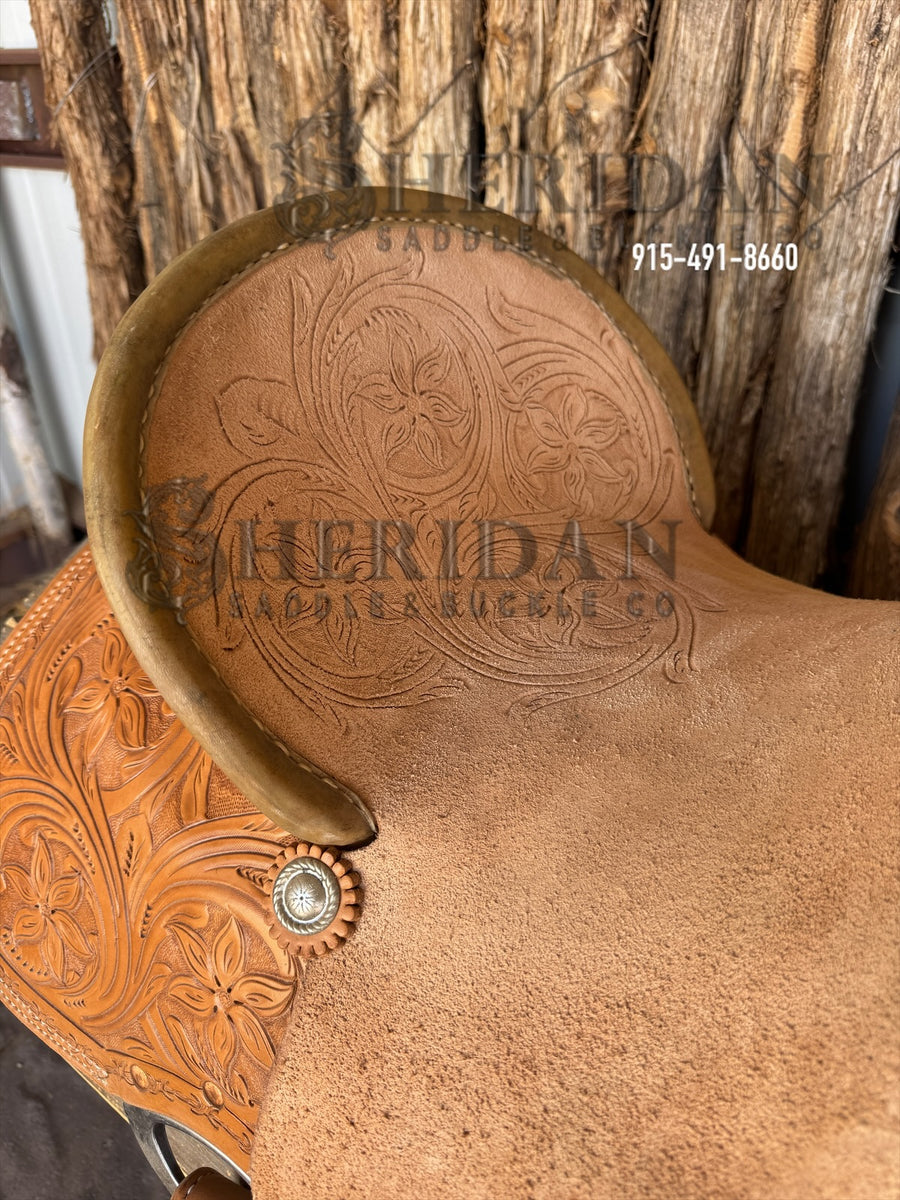 $975- 14.5" Sheridan Defender Swell Barrel Racing Saddle
