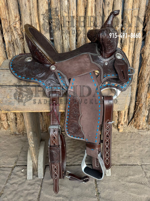 $1,190- 15" Sheridan Barrel Racing Saddle Beartrap Front