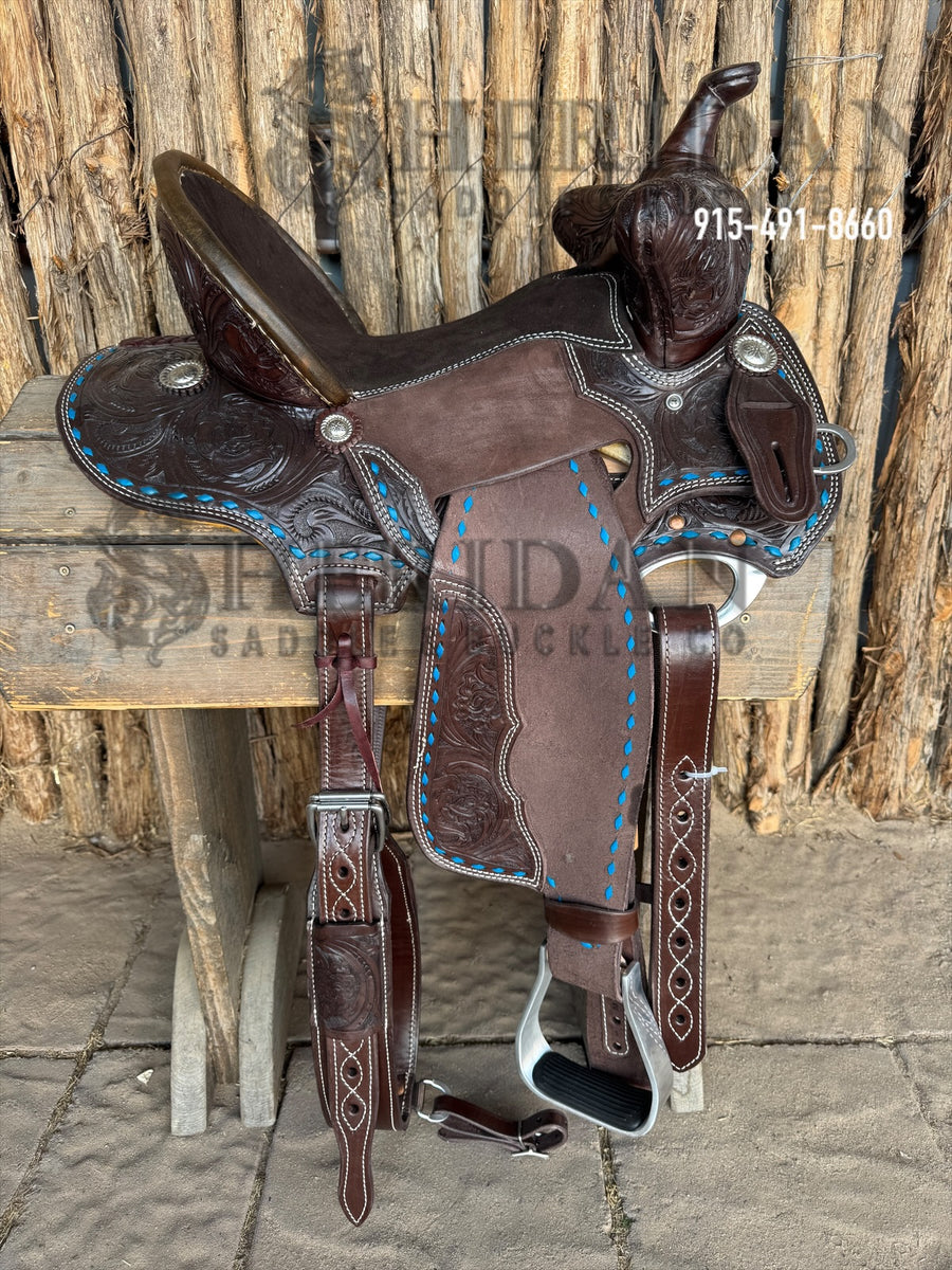 $1,190- 15" Sheridan Barrel Racing Saddle Beartrap Front