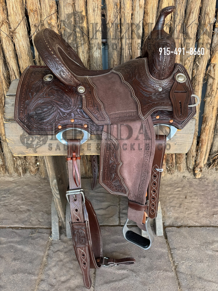 Sheridan Barrel Racing Saddle Sewn on Tooling Chocolate