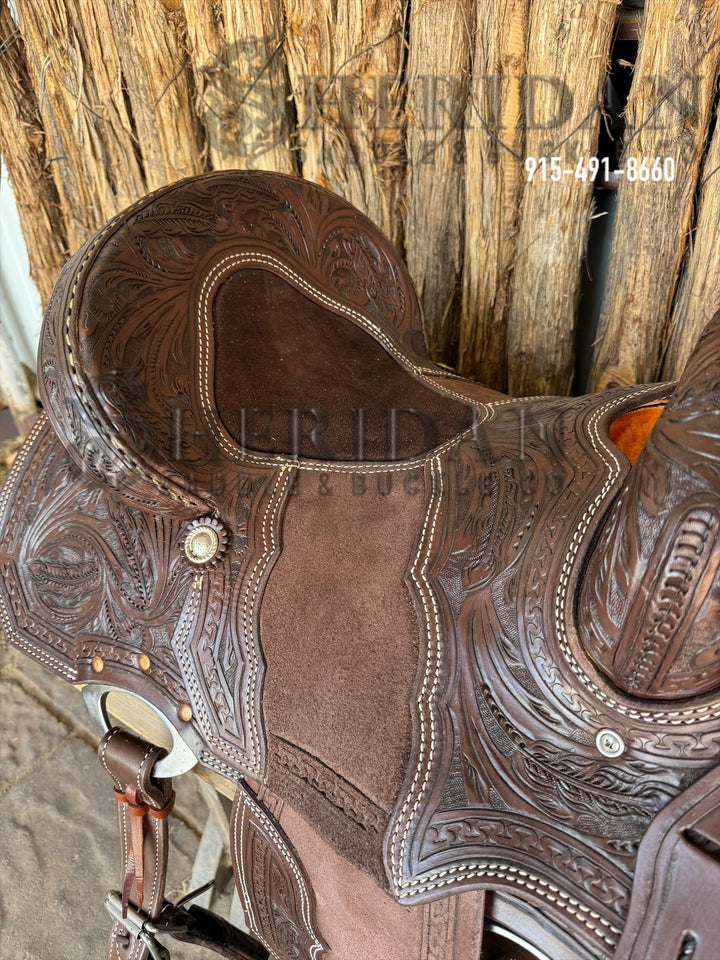 Sheridan Barrel Racing Saddle Sewn on Tooling Chocolate