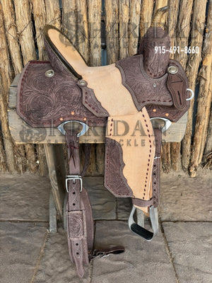 Sheridan Barrel Racing Saddle Sewn on Tooling Chocolate