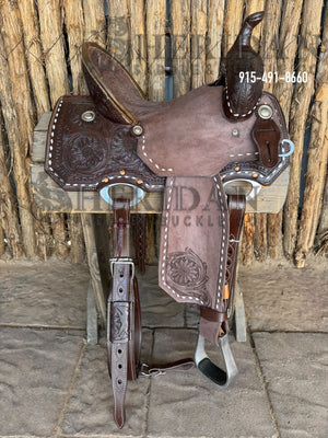 Sheridan Barrel Racing Saddle Chocolate White Buckstitch