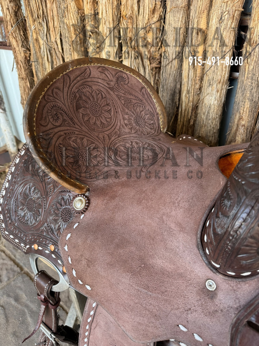 Sheridan Barrel Racing Saddle Chocolate White Buckstitch