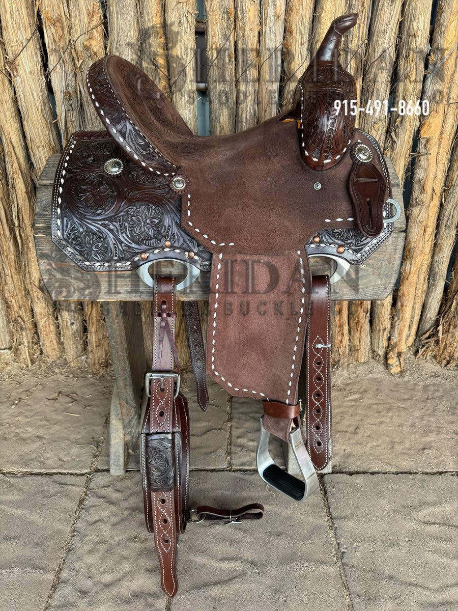 Sheridan Barrel Racing Saddle Chocolate White Buckstitch