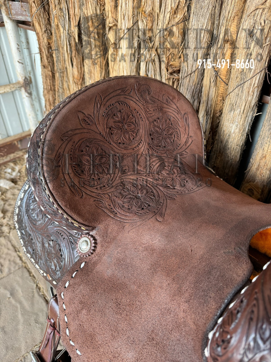 Sheridan Barrel Racing Saddle Chocolate White Buckstitch