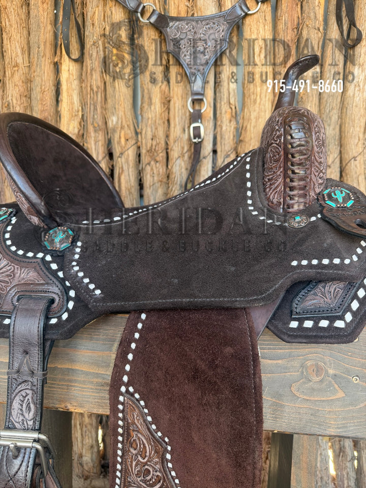 $1,290 - 15.5" Sheridan AirLite Barrel Racing Saddle 20lbs Two Toned Chocolate