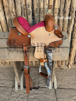 $580- 10" Sheridan Youth Barrel Saddle Hot Pink