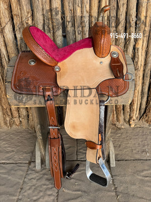 $715- 13" Sheridan Youth Barrel Saddle Hot Pink