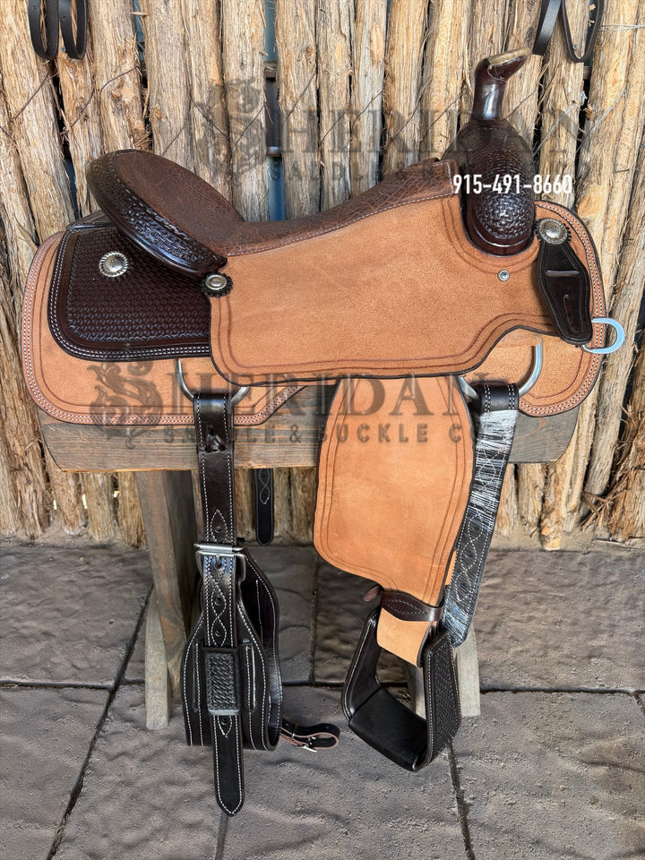 $890- 17" Sheridan Team Roper Saddle with Breast Collar
