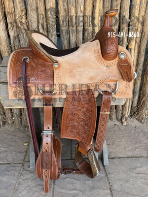 Sheridan Team Roping Saddle Wild Rose/Inlaid Chocolate Seat