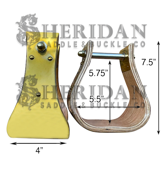 Brass Bound Wood Stirrups with 4 inch Platform