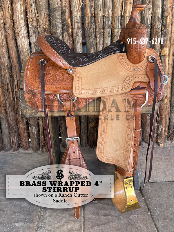 Brass Bound Wood Stirrups with 4 inch Platform
