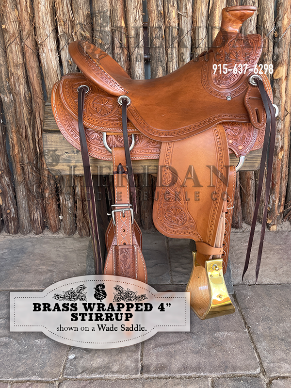Brass Bound Wood Stirrups with 4 inch Platform