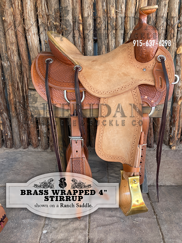 Brass Bound Wood Stirrups with 4 inch Platform