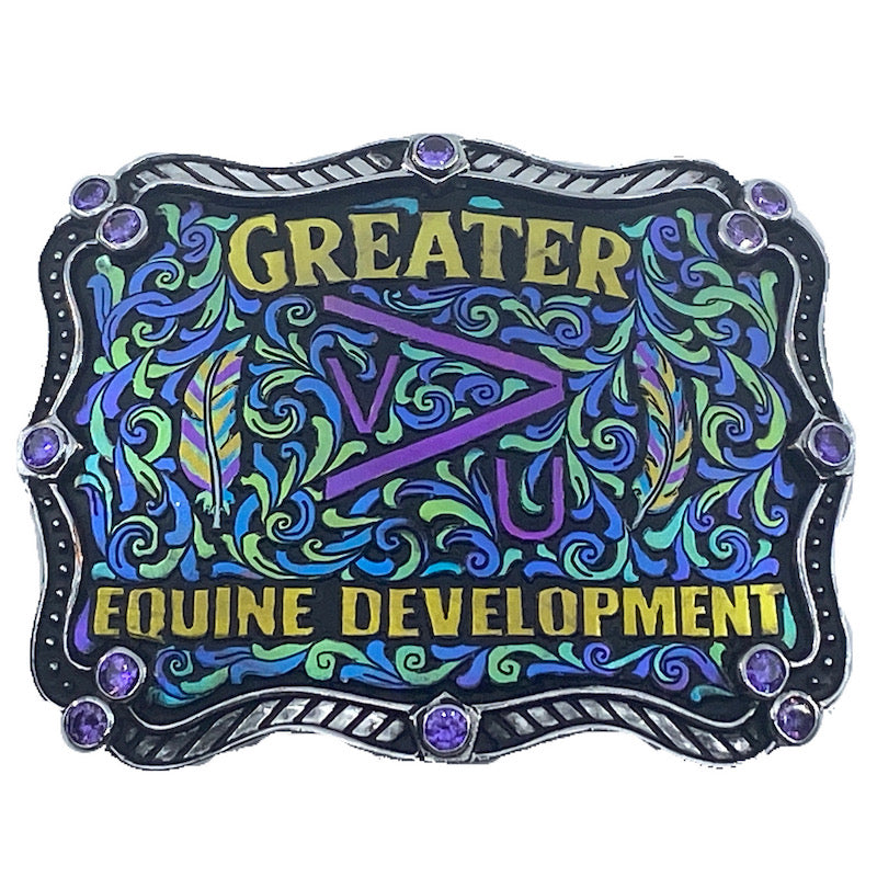 Chamberlain Metallic Custom Belt Buckle with Feathers Sheridan