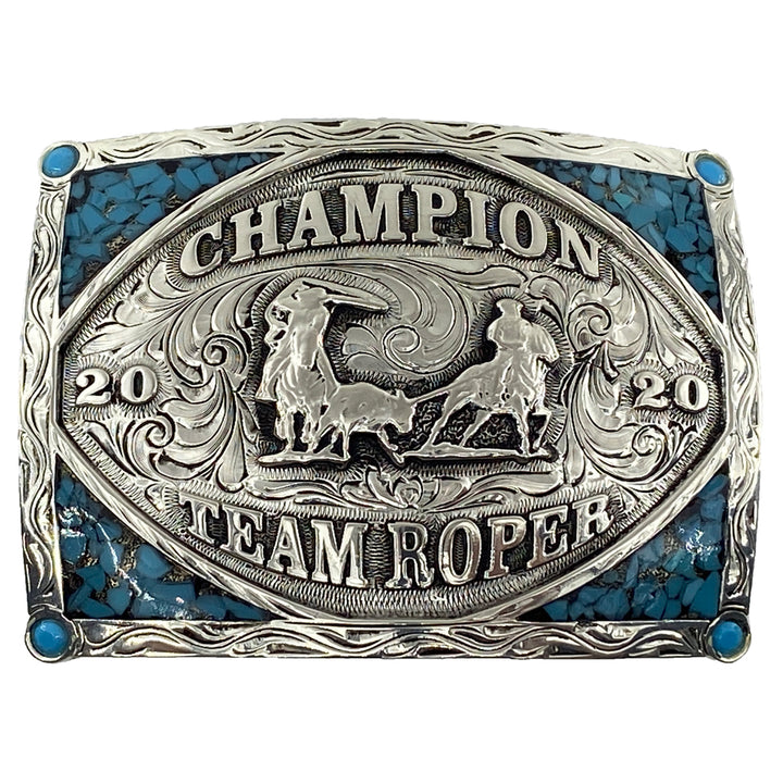 Denison Custom Belt Buckle with Turquoise Sheridan