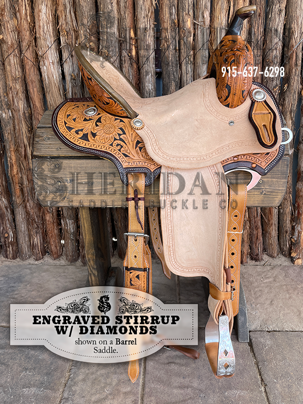 Visalia Aluminum Stirrups Engraved Diamonds